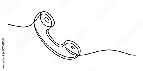 Photos Continuous single line drawing of an old vintage telephone handset icon for comm
