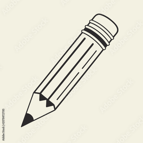 Simple flat design vector illustration of a single graphite pencil with blue stripes, isolated on plain white.
