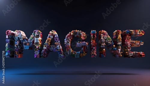 Colorful Text Spelling 'IMAGINE' in Bright Neon Lights on Dark Background