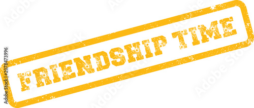 Slika na platnu A bold yellow textured rubber stamp mark indicates the importance of friendship