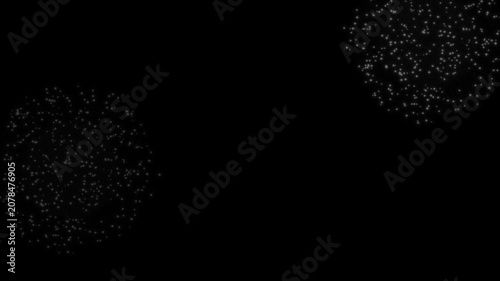 Radiant White Fireworks Explosion Animation, 4K Sparkling Particle Burst Overlay on Black Background, Premium Motion Graphics for Cinematic Intro and Event Transitions