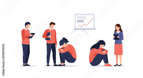 Business Meeting Stress: Employees distressed during presentation, mental health concept