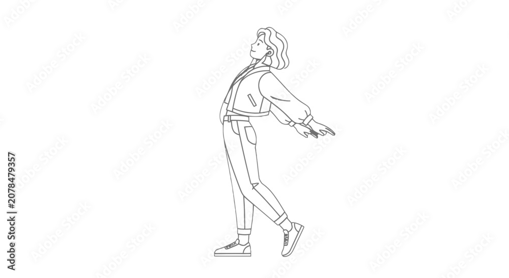 Obraz premium Woman Running with Hair Flowing Freely.