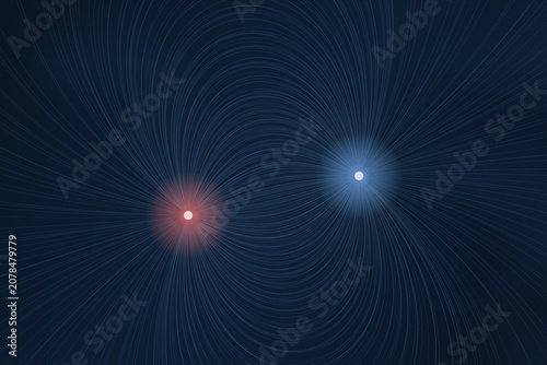 Konstfotografi Abstract Magnetic Field Lines with North and South Poles