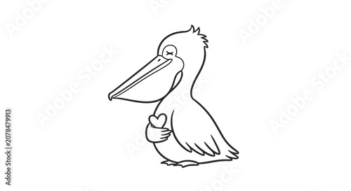 Obraz na plátně Simple Line Drawing of a Pelican Bird.
