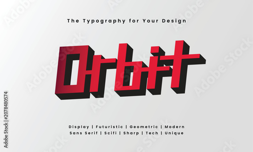 Orbit Futuristic Red Gradient Typography with Modern Unique Font Style on White Background