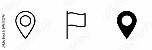 Location pin flag icon set
