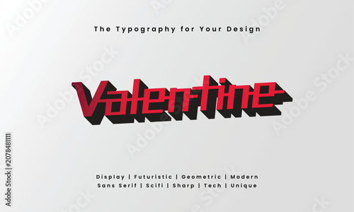 Valentine Futuristic Red Gradient Typography with Modern Unique Font Style on White Background