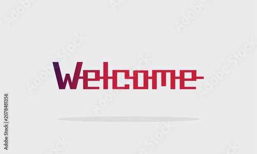 Welcome Futuristic Red Gradient Typography with Modern Unique Font Style on White Background