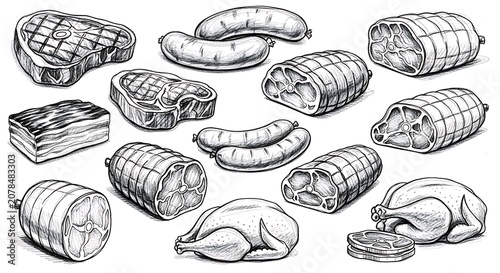 Close-up black and white seashell collection.
