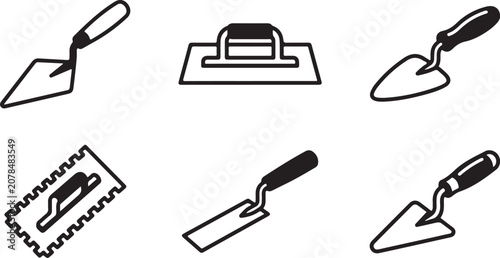 Six essential hand tools for construction and masonry work Vector