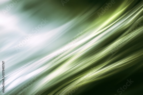 Abstract green light trails flowing with silk texture in an ethereal composition with soft focus macro photography for wellness marketing