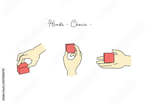 手・選ぶポーズのカラーイラストセット