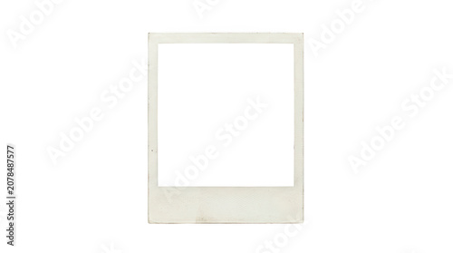 Old vintage polaroid photo frame with worn texture isolated on transparent background