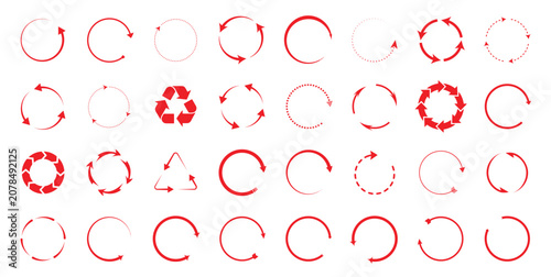 Tableau sur toile Circle arrow icon set, reload, refresh, loading, recycle, repeat symbols