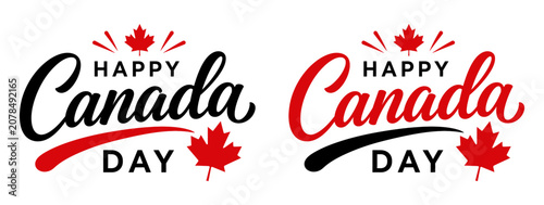 Obraz na płótnie Happy canada day typography greeting cards with maple leaves