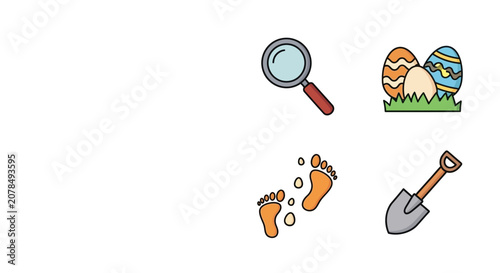 Easter themed vector illustration of search icons and decorative elements