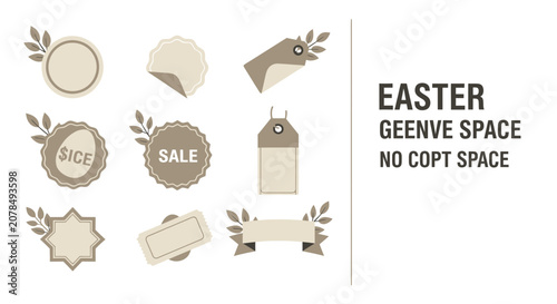 Easter themed vector illustration of assorted labels tags and price stickers
