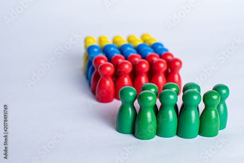 Peg figures illustrating earthquake emergency and community response