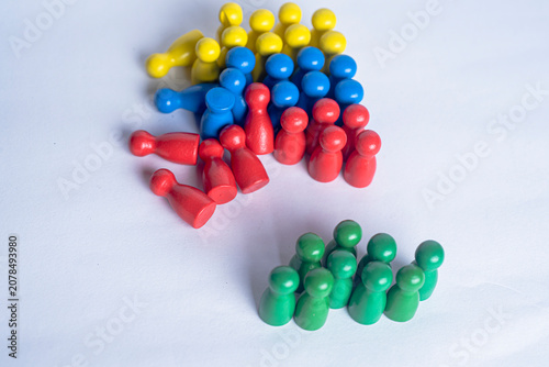 Collapsed peg figures illustrating destruction caused by major earthquake
