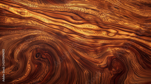 Golden polished wood grain texture with flowing natural patterns and warm tones