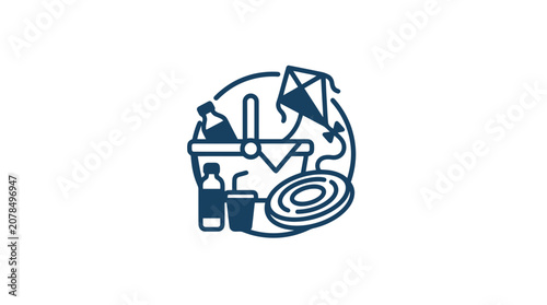 Obraz na plátně Flat design office supplies icon.