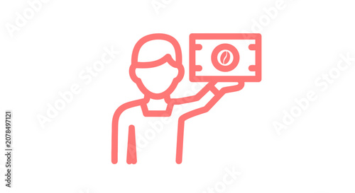 Person holding a dollar bill icon illustration.