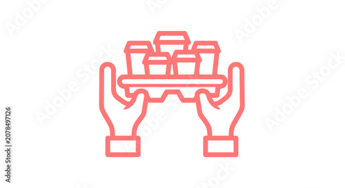 Hands holding stack of books icon illustration.