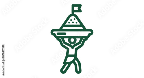 Illustrated character wearing traditional hat with flag.