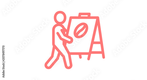 Person kicking soccer ball on easel illustration.