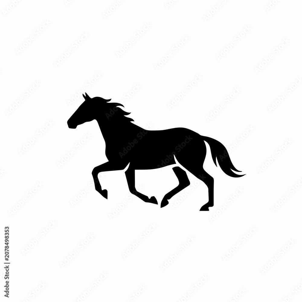 Fototapeta premium Black horse silhouette running freely