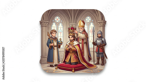 Konstfotografi Royal Coronation Ceremony with King Queen and Guards.