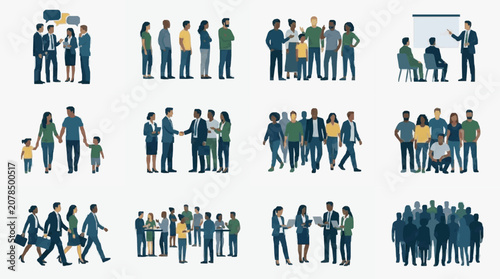 Cuadro en lienzo Professional Business Professionals in Various Group Scenarios.