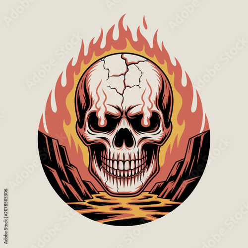 Quadro em tela Detailed illustration of a skull.