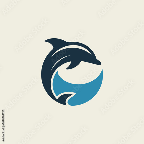 Fotografija Dolphin jumping out of water circle.