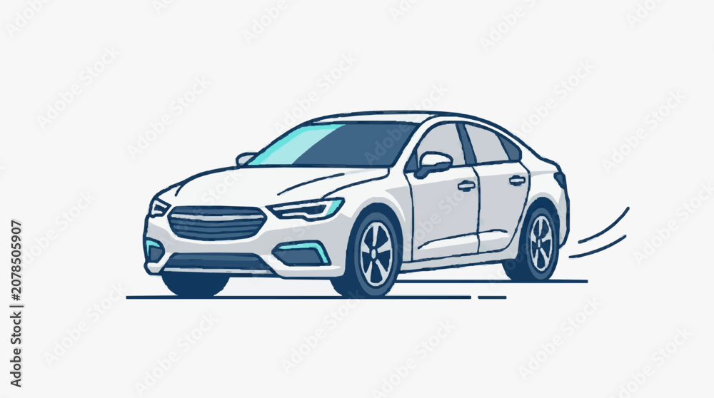Naklejka premium Modern Sedan Car Illustration.