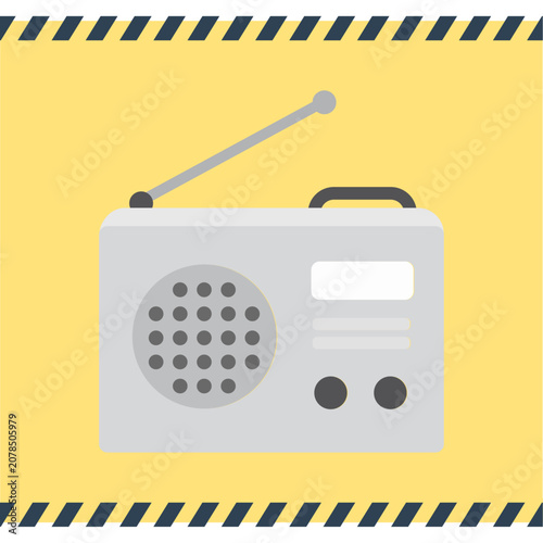 Fotografie 防災ラジオのイラスト。ポータブルラジオのフラットデザインアイコン。Disaster prevention radio illustration