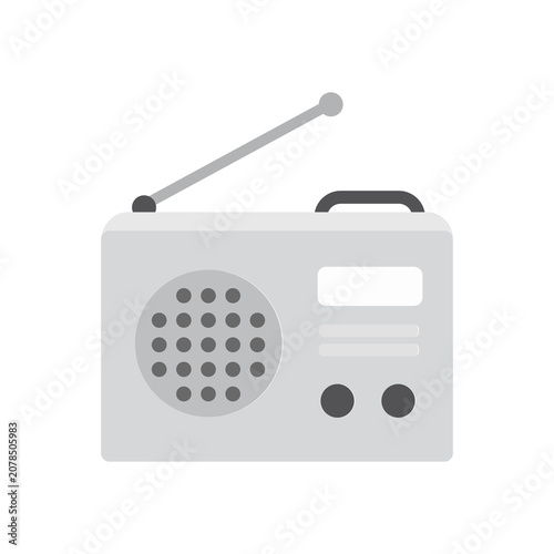 Fotografie 防災ラジオのイラスト。ポータブルラジオのフラットデザインアイコン。Disaster prevention radio illustration