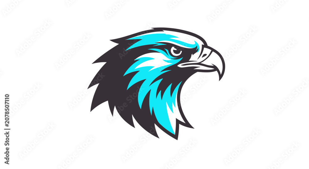 Fototapeta premium Aggressive eagle head emblem vector illustration