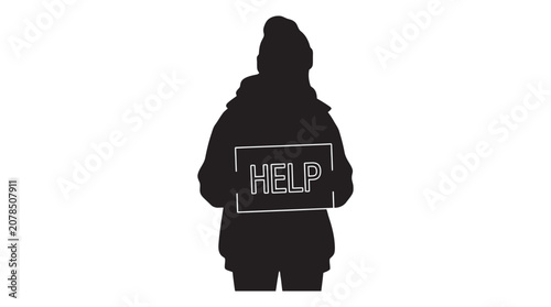 Konstfotografi Person Holding Help Sign Silhouette figure human