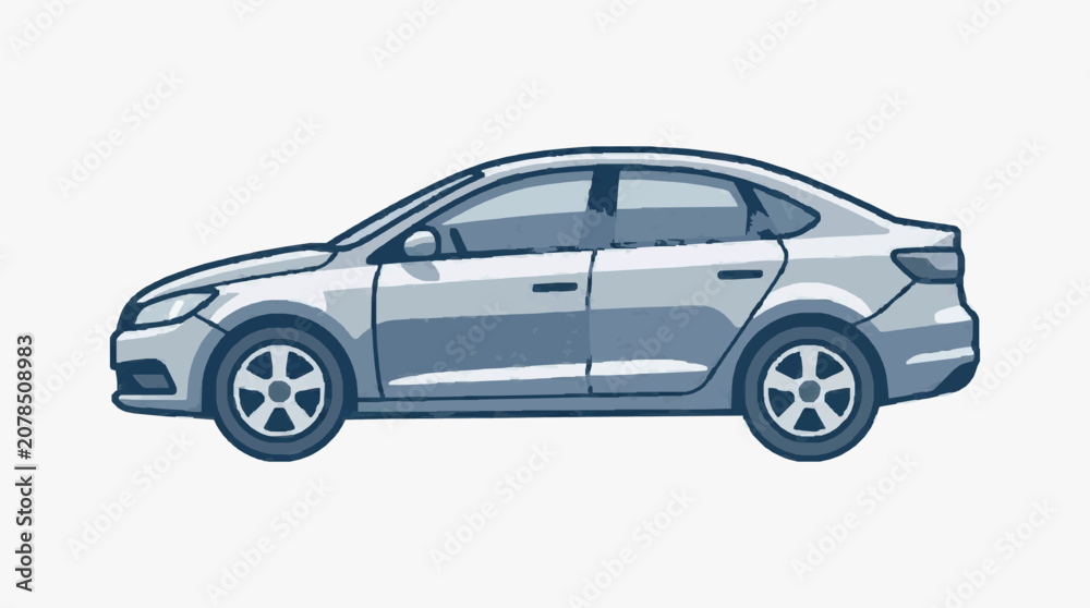 Fototapeta premium Modern Sedan Car Side View Illustration.