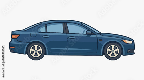 Modern Sedan Car Side View Illustration.