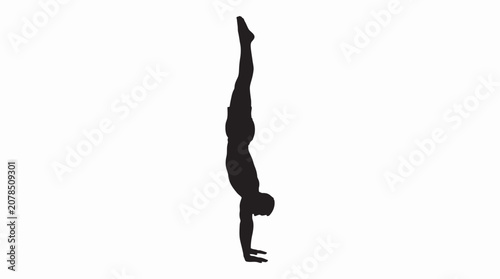 Fotografie Man Performing Handstand In Silhouette gymnast gymnastics