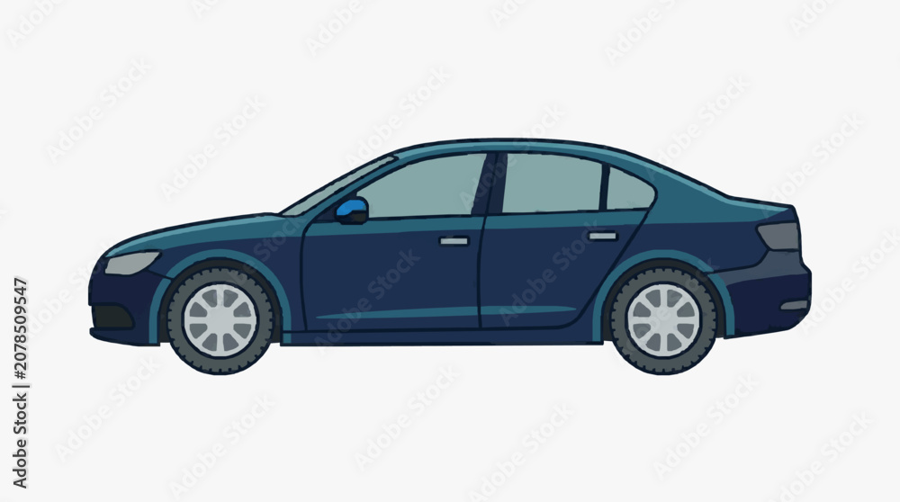 Obraz premium Modern sedan car illustration in blue.
