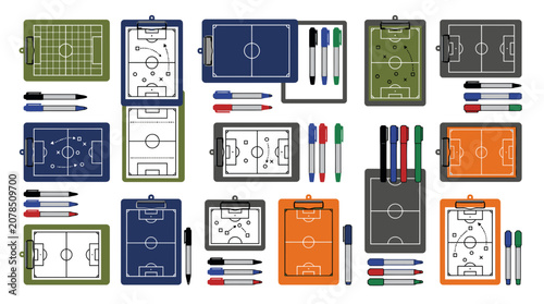 Soccer coaching tactical boards and diagrams.