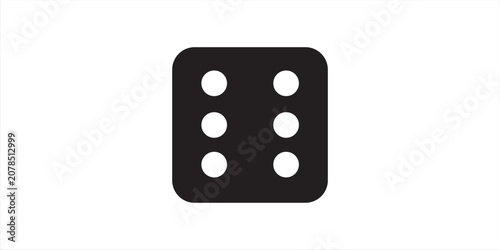 Foto Black dice icon showing number six isolated on a white background