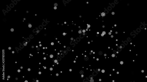 Realistic Falling Snow Particle Effect On Black Background With Smooth Snowflake Movement Seamless Loop Animation