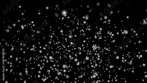 Beautiful Winter Snow Effect On Black Background Featuring Small Detailed Snowflakes Drifting Naturally In Cinematic Motion