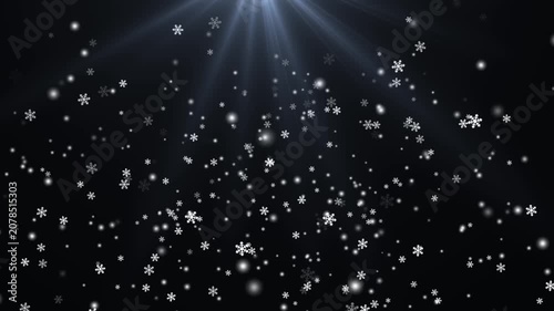 4K Winter Snowfall Motion Graphic On Black Background Featuring Realistic Floating Snow Particles And Gentle Movement