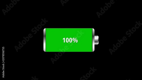 Battery Full Charge Animation Alpha Channel 4K Resolution